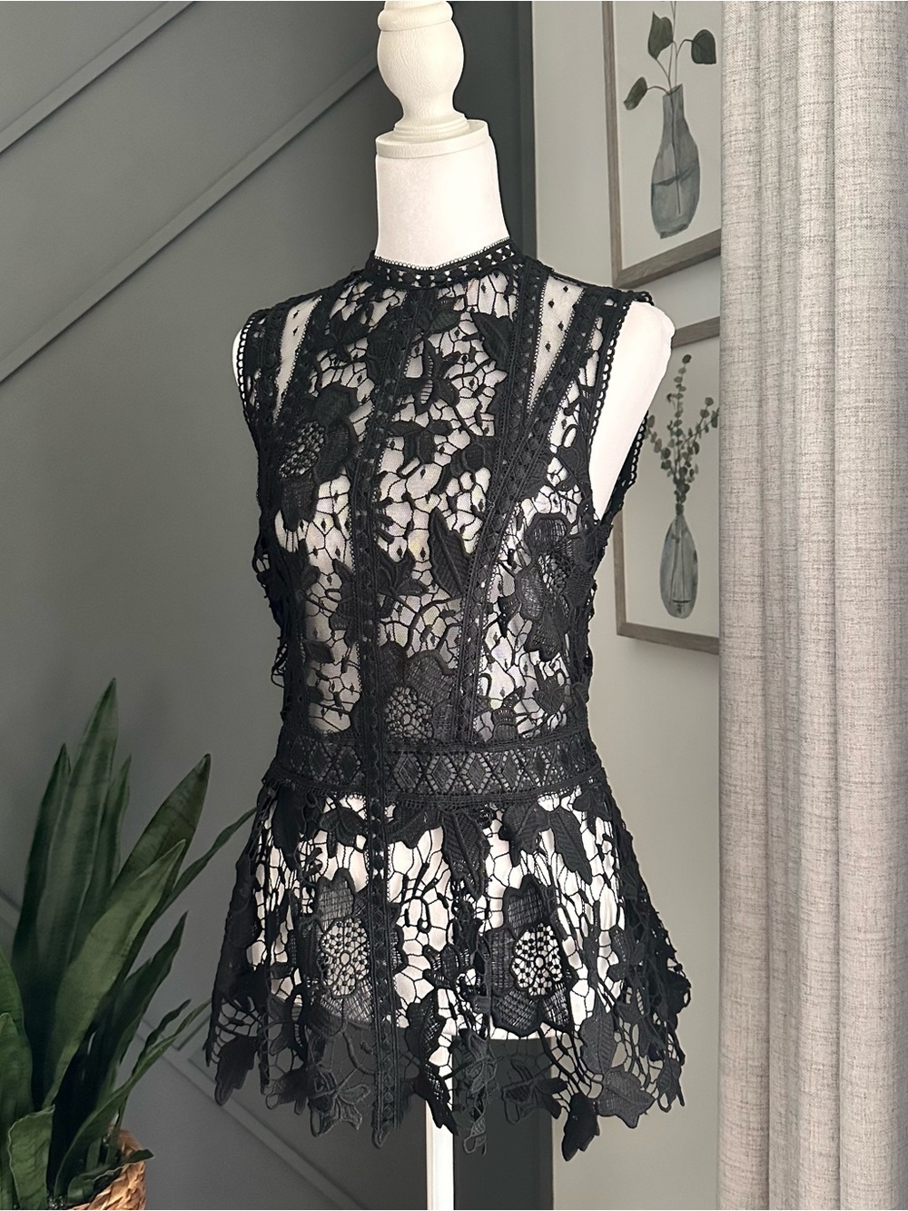 Express Black Whimsigoth Sleeveless Lace Peplum Mini Top